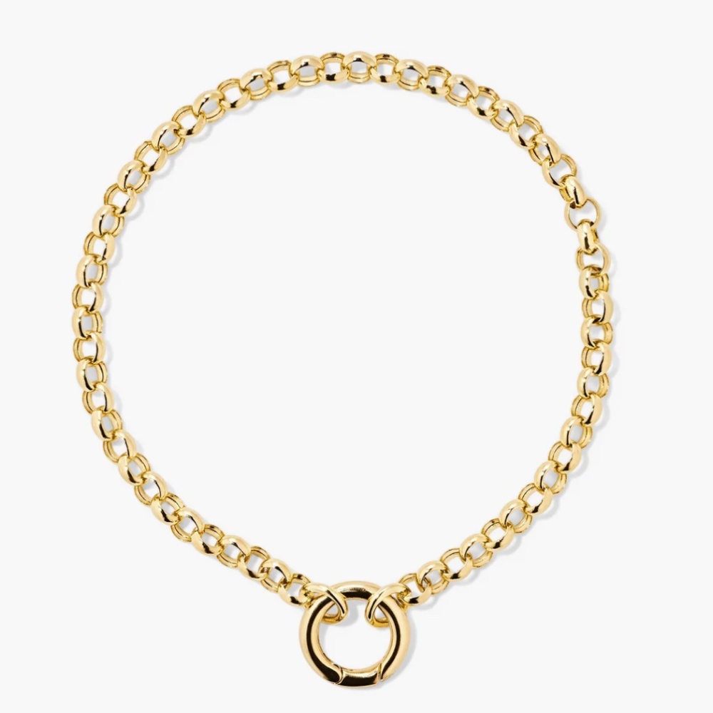 MEJURI 14K GOLD ROLO CHAIN CHARM BRACELET 6"